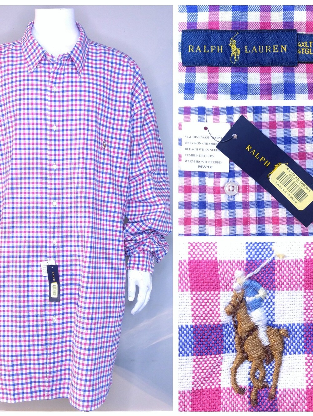 POLO RALPH LAUREN Long Sleeve Button Up Shirt 4XLT XXXXL Mens 4XL BIG & TALL 4X